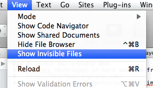Show Invisible Files in Coda